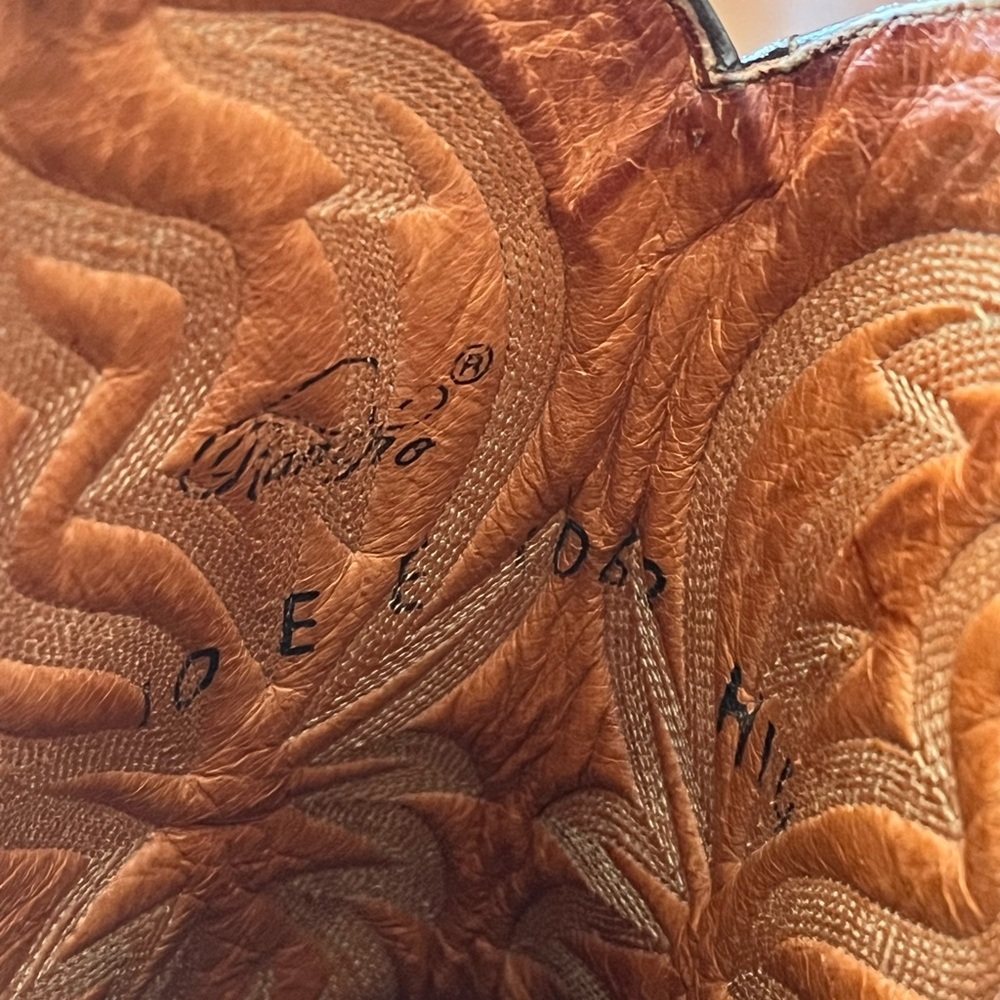 Men's Brown Leather Western Cowboy Boots - Classic Embroidered Shaft - Picture 7 of 8